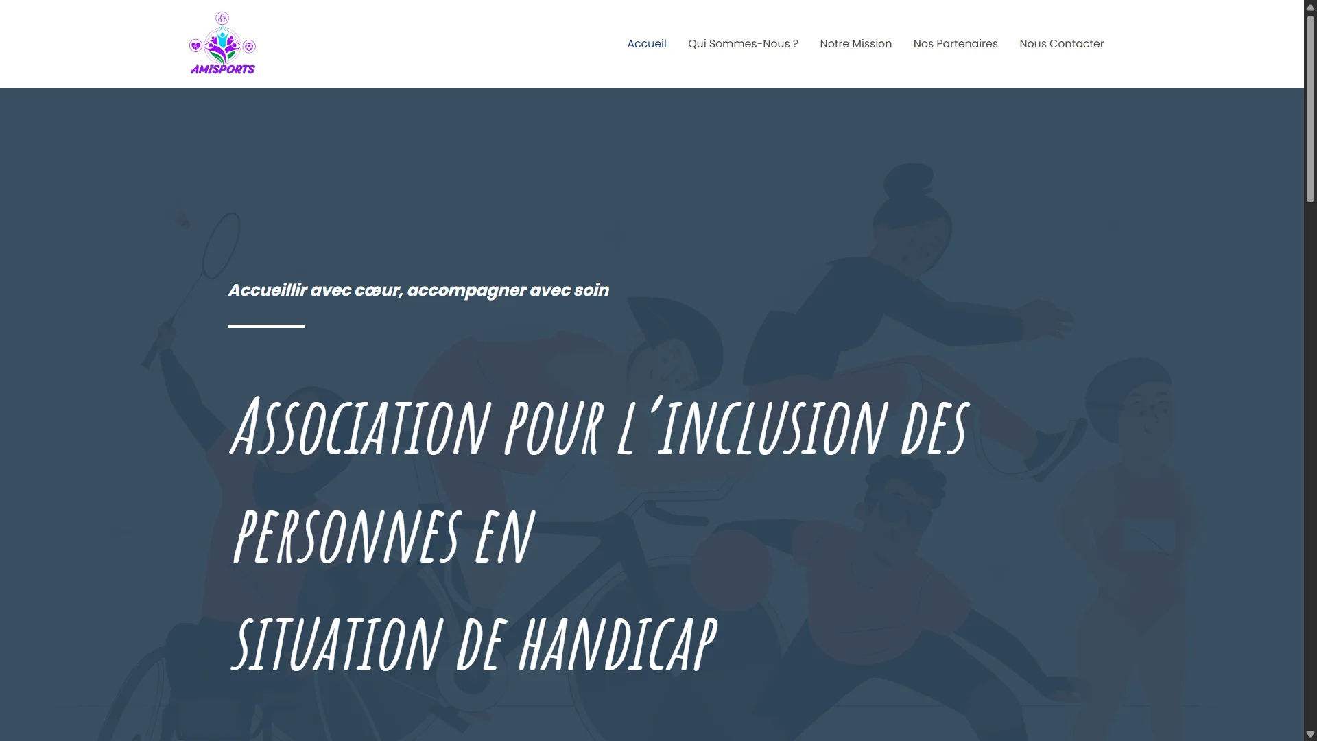 Capture d'écran de la page d'accueil du site web Amisports