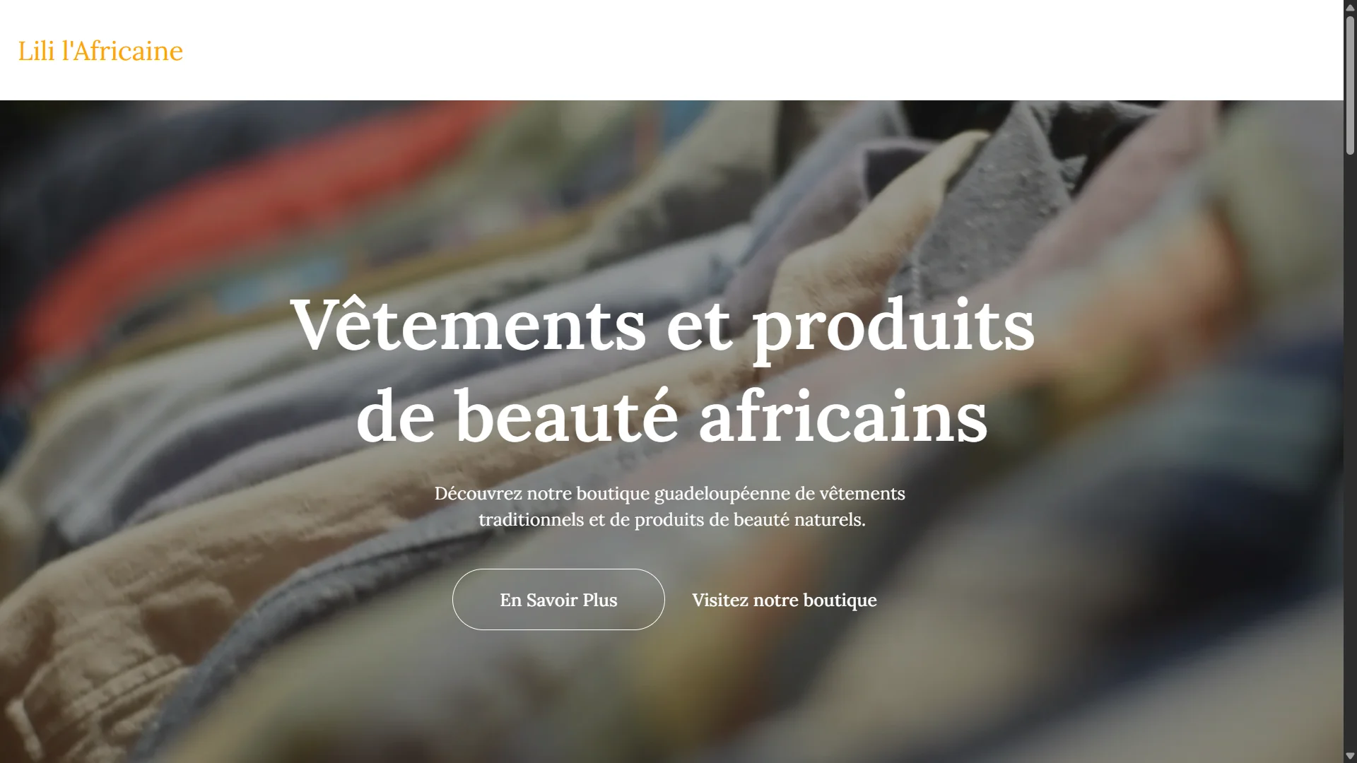 Capture d'écran de la page d'accueil du site web Lili l'Africaine